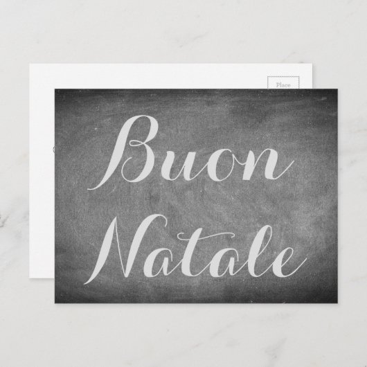 イタリアンな黒板のタイポグラフィのメリークリスマス シーズンポストカード (正面/裏面)