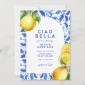 イタリアンアマルフィーブルタイルシャワーブライダル 招待状 (正面)