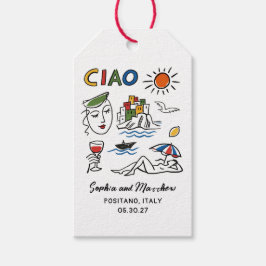 イタリアンウェディングの気まぐれな手描きアマルフィ海岸 ギフトタグ