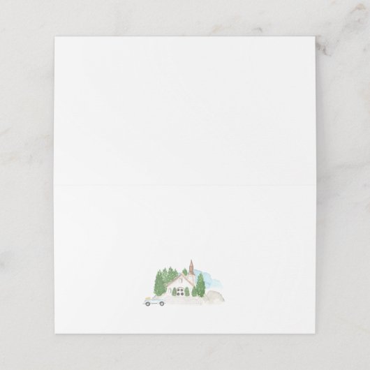 イタリアンウォーターカラーハウスマウン結婚テン プレイスカード (外部開封)