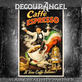 イタリアンエスプレッソコーヒーポスターデクパージュ 薄葉紙