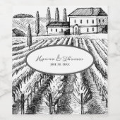 イタリアンエレガントVineyard芸術的 Custom Wedding ワインラベル (シングルラベル)