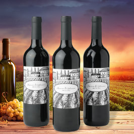 イタリアンエレガントVineyard芸術的 Custom Wedding ワインラベル