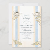 イタリアンカフェ ドゥードル ストライプ ベビーシャワー 招待状 (正面)