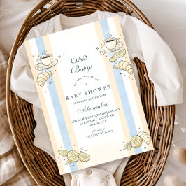 イタリアンカフェ ドゥードル ストライプ ベビーシャワー 招待状