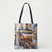 イタリアンカフェ 水彩画 コーヒー好き  トートバッグ (正面)