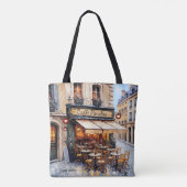 イタリアンカフェ 水彩画 コーヒー好き  トートバッグ (裏面)