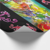 イタリアンカーニバルダンス、赤紫フローラ渦巻き ラッピングペーパー (角)