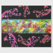 イタリアンカーニバルダンス、赤紫フローラ渦巻き ラッピングペーパー (フラット)