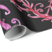 イタリアンカーニバルダンス、赤紫フローラ渦巻き ラッピングペーパー (ロールコーナー)