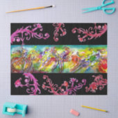 イタリアンカーニバルダンス、赤紫フローラ渦巻き 薄葉紙 (クラフト)