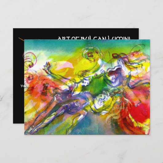 イタリアンカーニバル仮装ダンスと音楽 インビテーションポストカード (正面/裏面)