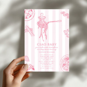 イタリアンガールのベビーシャワー Ciao Pasta & Pacifiers 招待状