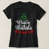 イタリアンクリスマスブオンナターレスノーフレークイタリアツリー Tシャツ (デザイン正面)
