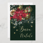 イタリアンクリスマスポインセチアパインホリーガーランド シーズンカード (正面/裏面)