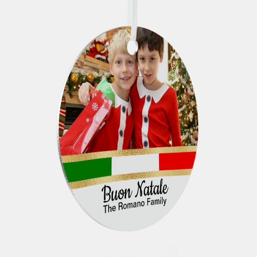 イタリアンクリスマス写真ブオンナターレ メタルオーナメント (正面右)