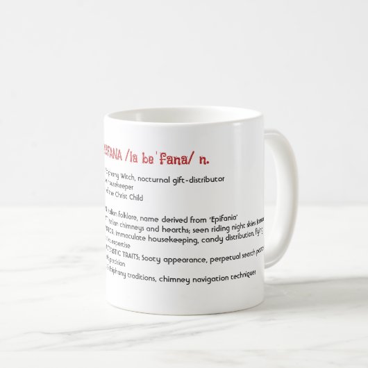 イタリアンクリスマス魔女ラベファナ辞書アート コーヒーマグカップ (正面右)