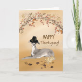 イタリアングレイハウンドおもしろい巡礼者ハットサンクスギビング カード (正面)