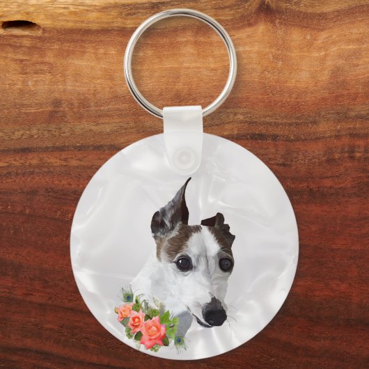 イタリアングレイハウンドと花 キーホルダー (裏面)