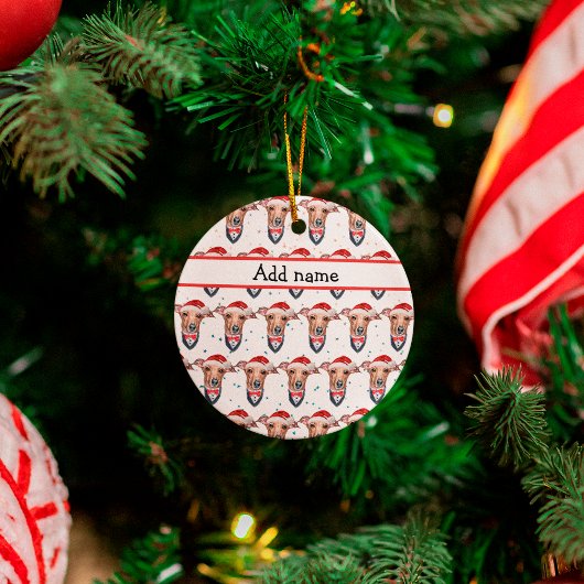 イタリアングレイハウンドのクリスマス セラミックオーナメント