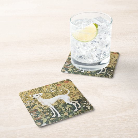 イタリアングレイハウンドまたはヴィンテージ園のウィペット スクエアペーパーコースター (インサイチュ)