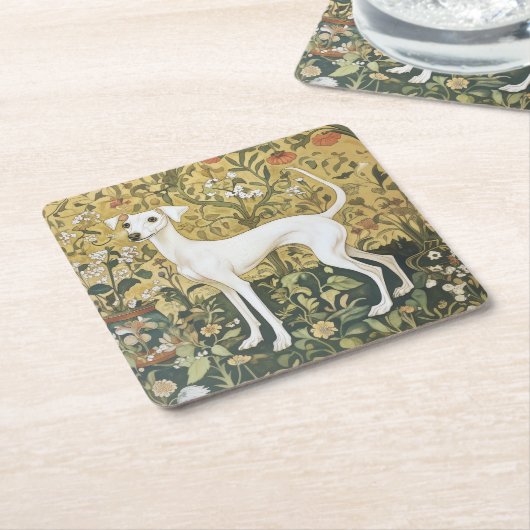 イタリアングレイハウンドまたはヴィンテージ園のウィペット スクエアペーパーコースター (アングル)