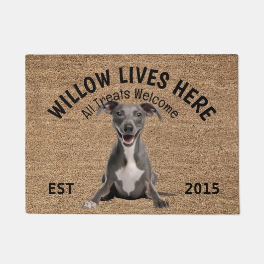 イタリアングレイハウンドパーソナライズされたドッグ愛好家 ドアマット (正面)