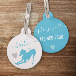 イタリアングレイハウンドブルーシルエットシック名犬 ペット　ネームタグ