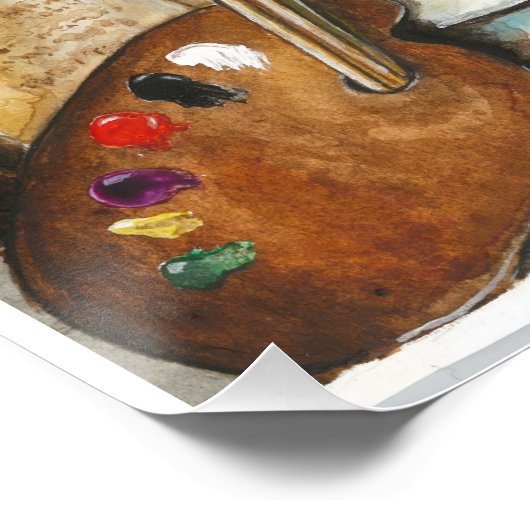 イタリアングレイハウンド水絵画色 ポスター (コーナー)