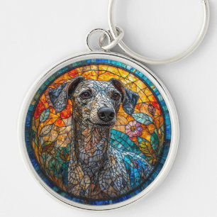 イタリアングレイハウンド犬のステンドグラスの芸術 キーホルダー