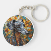 イタリアングレイハウンド犬ステンドグラスアート キーホルダー (裏面)