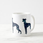 イタリアングレイハウンド犬ブラックウォーター色シルエット コーヒーマグカップ (正面右)