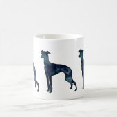 イタリアングレイハウンド犬ブラックウォーター色シルエット コーヒーマグカップ (中央)