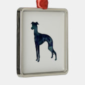 イタリアングレイハウンド犬ブラックウォーター色シルエット メタルオーナメント (右)