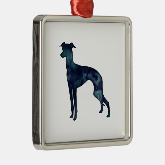 イタリアングレイハウンド犬ブラックウォーター色シルエット メタルオーナメント (右)
