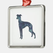 イタリアングレイハウンド犬ブラックウォーター色シルエット メタルオーナメント (左)
