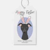 イタリアングレイハウンド黒犬かわいいイースターバニーの耳 ギフトタグ (正面)