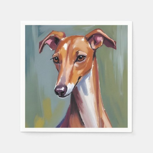 イタリアングレイハウンド | 犬の水彩画 スタンダードカクテルナプキン (正面)