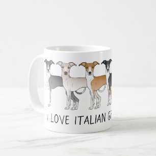 イタリアングレーハウンドのキャラクター犬のイラストにカスタムテキスト コーヒーマグカップ