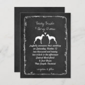 イタリアングレーハウンドのシルエット 結婚発表 招待状 (正面/裏面)