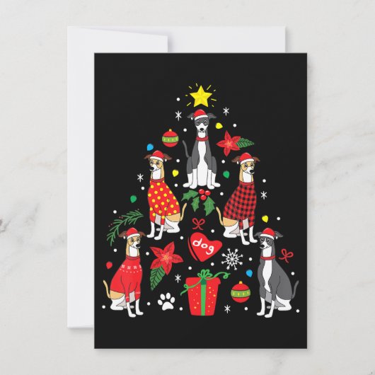 イタリアングレーハウンド クリスマス オーナメント ツリー ドッグ ママ 招待状 (正面)