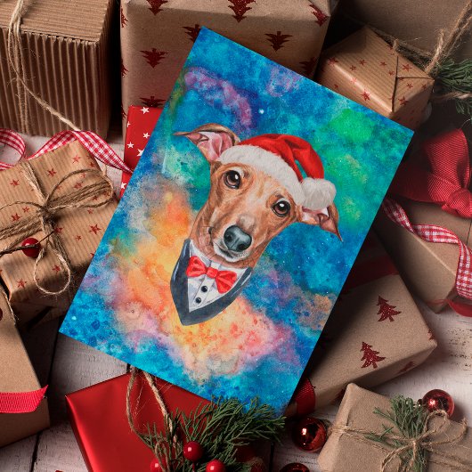 イタリアングレーハウンド 犬のクリスマス シーズンポストカード