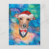 イタリアングレーハウンド 犬のクリスマス シーズンポストカード (正面)