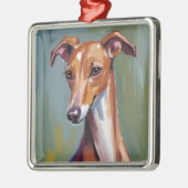 イタリアングレーハウンド | 犬の水彩画 メタルオーナメント (左)