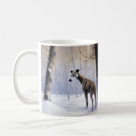 イタリアングレーハウンド 雪を降らせて クリスマス コーヒーマグカップ (左)