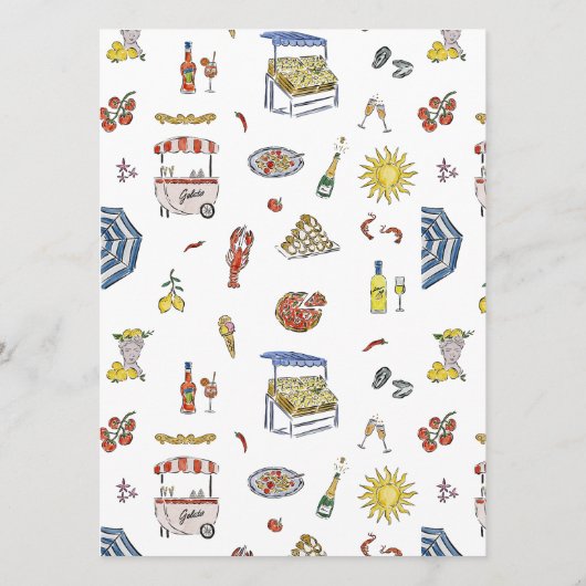 イタリアンサマーの水彩画ウェディングメニュー メニュー