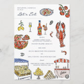 イタリアンサマーの水彩画ウェディングメニュー メニュー (正面)