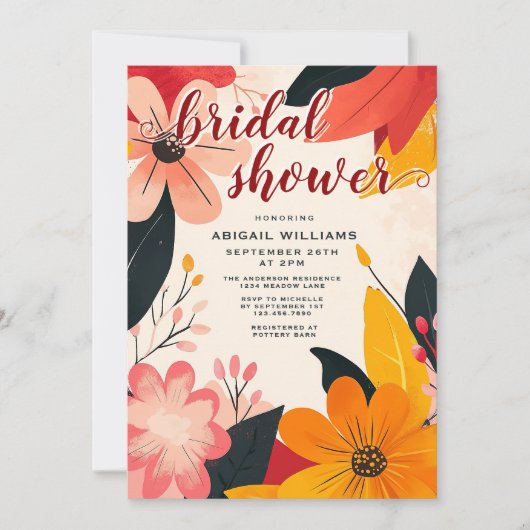 イタリアンサンインスパイアフローラブライダルシャワー 招待状 (正面)