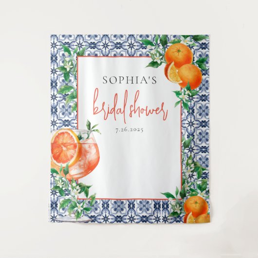 イタリアンスエレガントプリッツオレンジブライダルシャワー タペストリー (正面)
