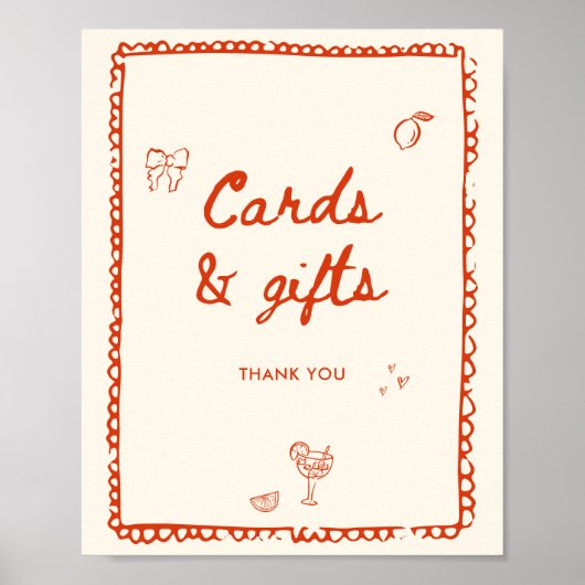 イタリアンスタイルオレンジ色の手引きカードとギフト ポスター (正面)